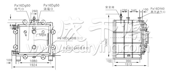 方形靜態真空幹燥機結構示意圖